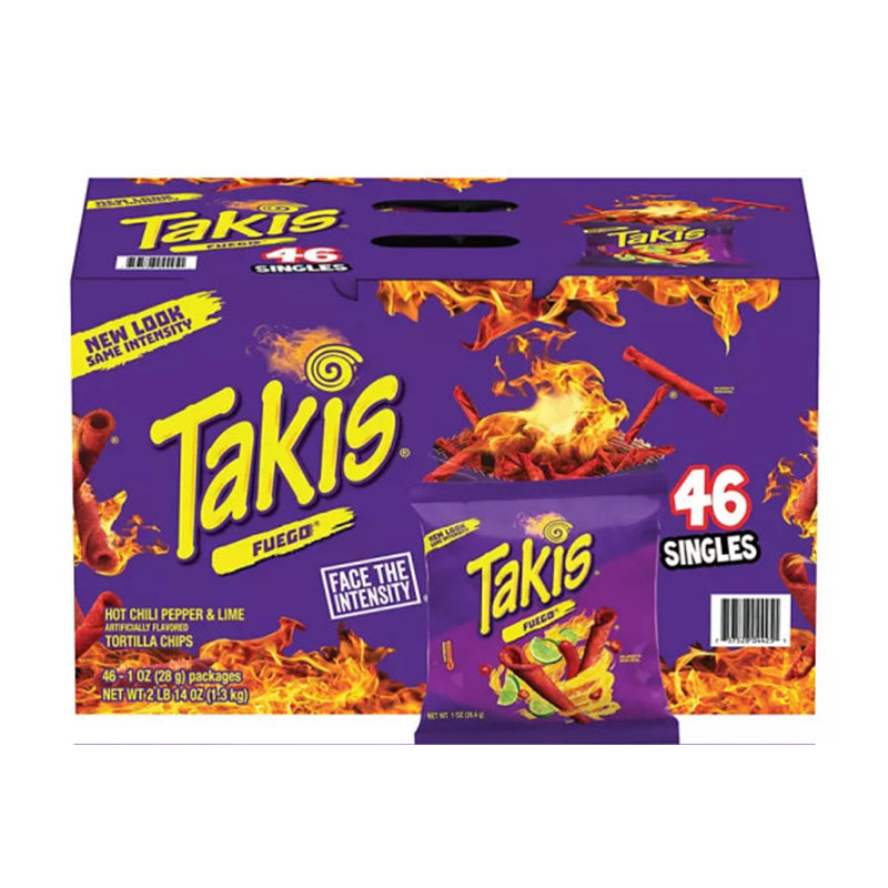 Takis Fuego Rolled Tortilla Chips,1oz 46pk 1.3kg